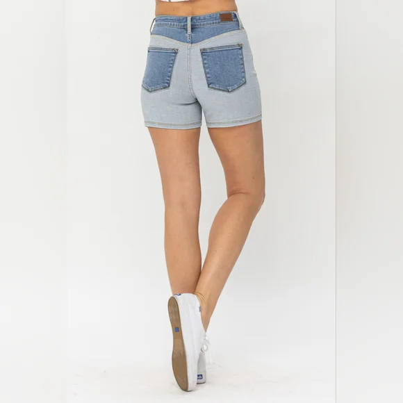 Judy Blue Full Size Color Block Denim Shorts Hit ♡ Button For 20% OFF SALE!!